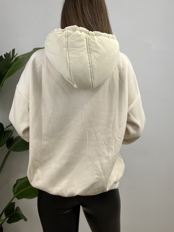 FELPA CON CAPPUCCIO BEIGE