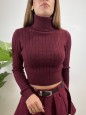 PULL DOLCEVITA TRECCINE BORDEAUX