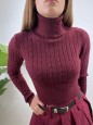 PULL DOLCEVITA TRECCINE BORDEAUX