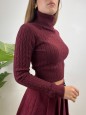 PULL DOLCEVITA TRECCINE BORDEAUX