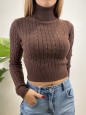 PULL DOLCEVITA TRECCINE MARRONE