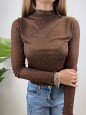 MAGLIA VELATA BRILLANT MARRONE