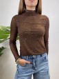MAGLIA VELATA BRILLANT MARRONE