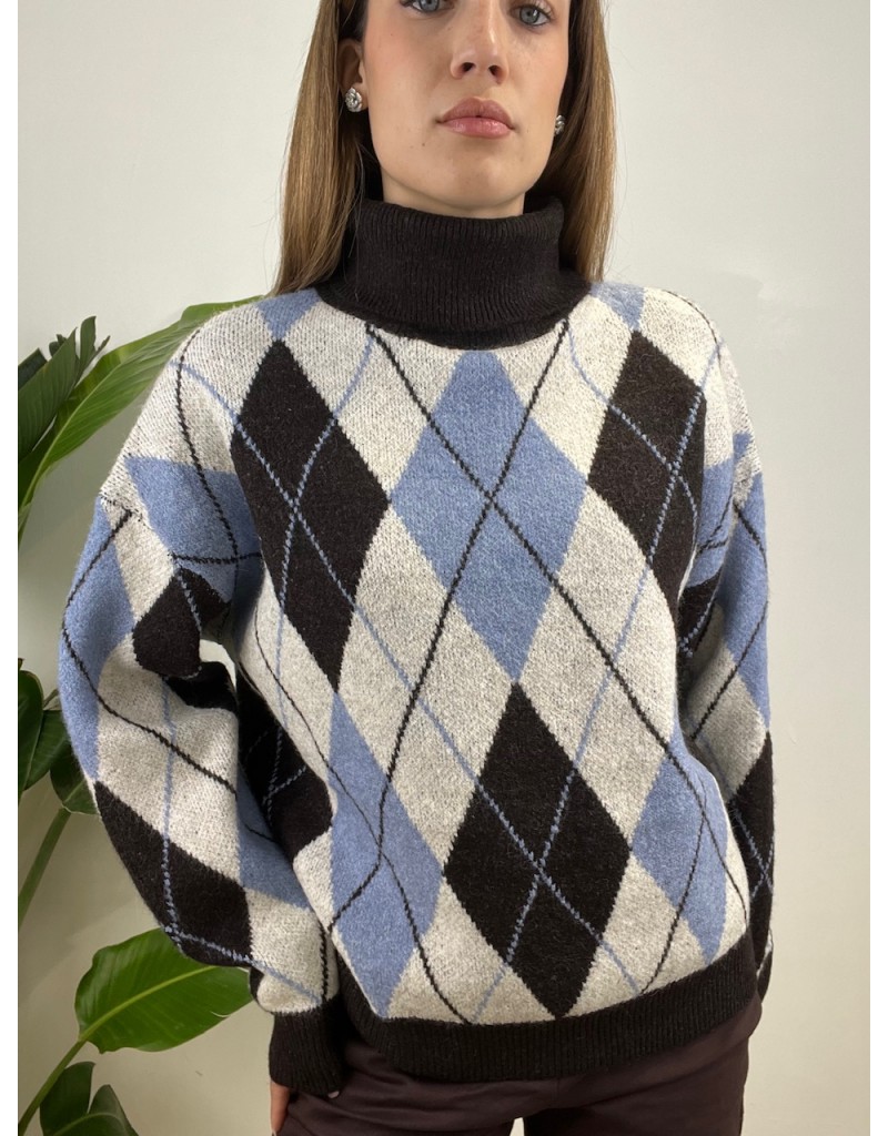 PULLOVER KRETA ROMBI AZZURRO