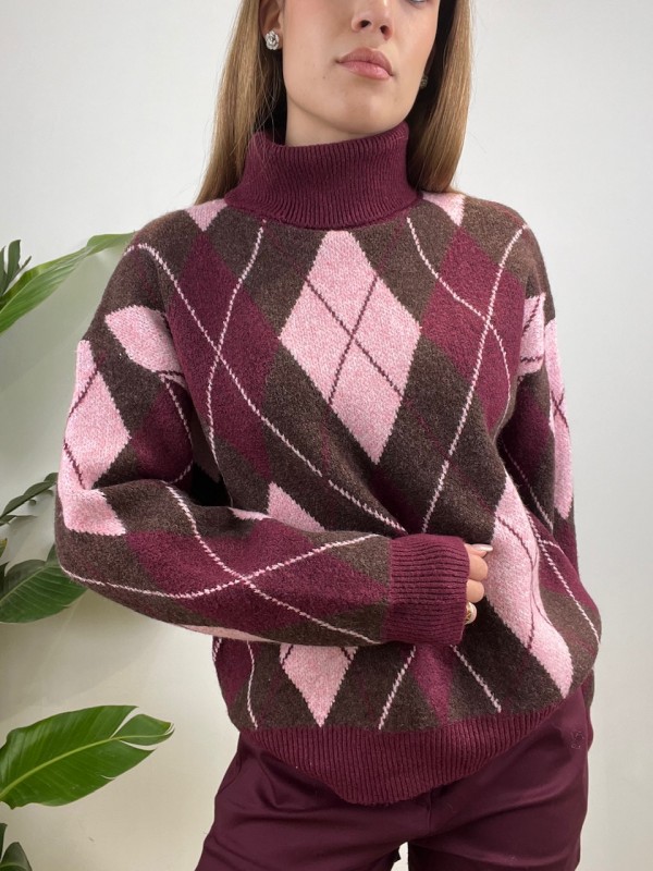 PULLOVER KRETA ROMBI BORDEAUX