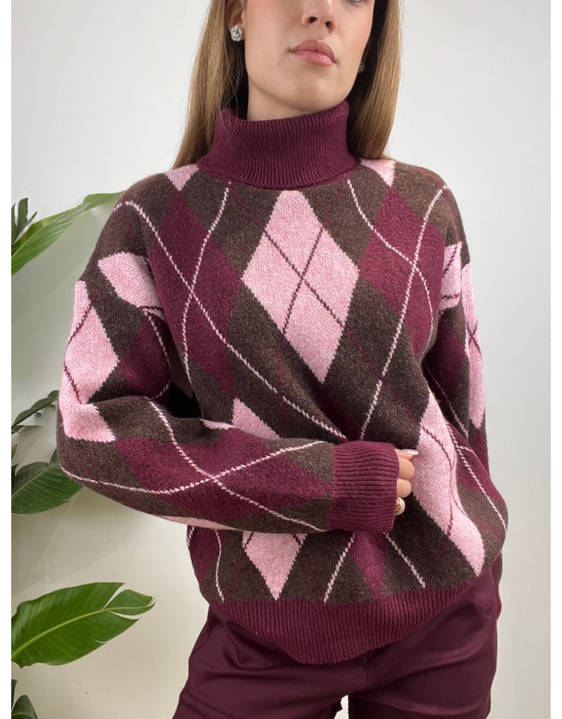 PULLOVER KRETA ROMBI BORDEAUX