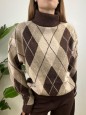 PULLOVER KRETA ROMBI MARRONE
