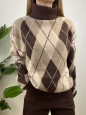 PULLOVER KRETA ROMBI MARRONE