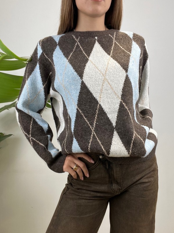 PULLOVER SALY GRIGIO AZZURRO