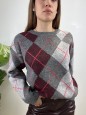 PULLOVER SALY GRIGIO BORDEAUX