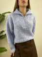 PULLOVER ZIP AZZURRO