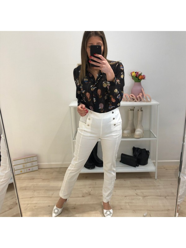 PANTALONE BOTTONI BIANCO PANTALONE BOTTONI BIANCO