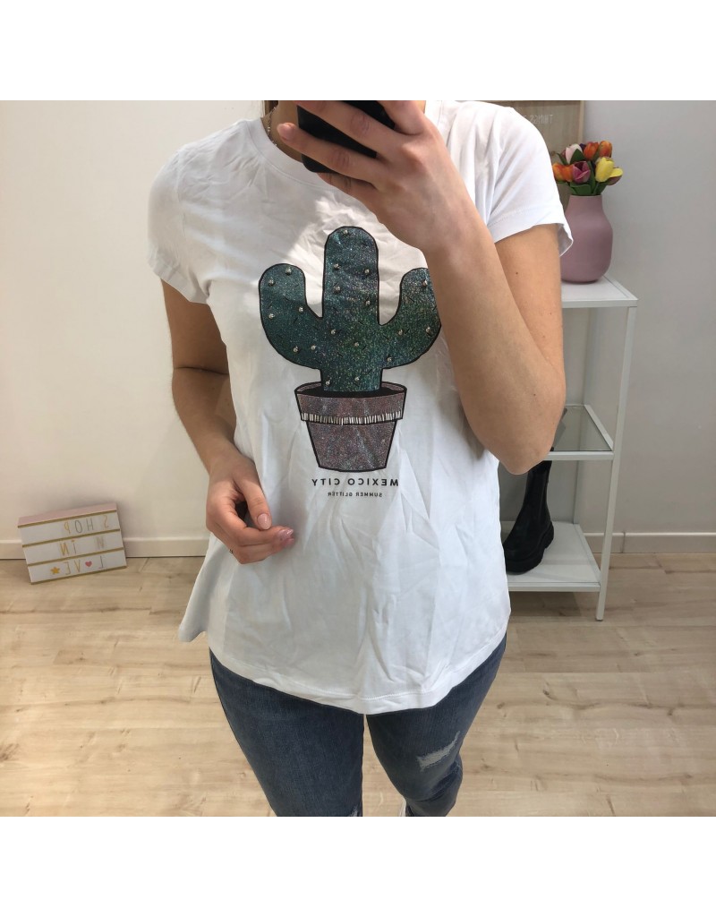 T SHIRT CACTUS BIANCA