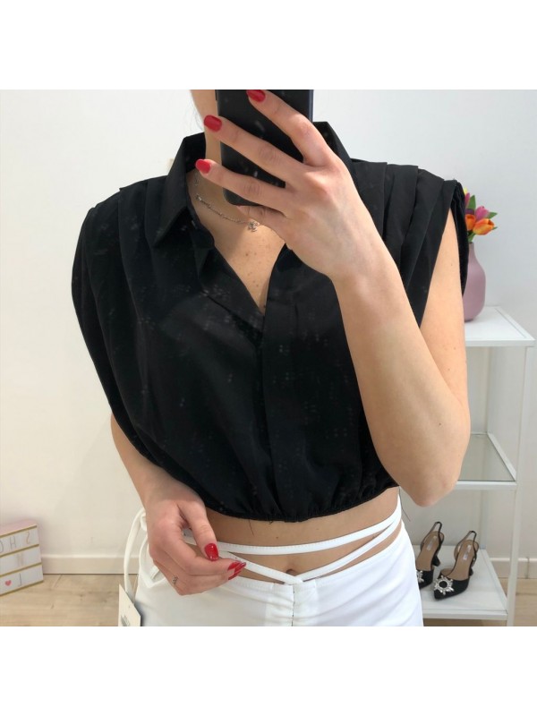 CROP CAMICIA NERO CROP CAMICIA NERO