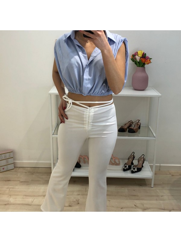 CROP CAMICIA AZZURRA CROP CAMICIA AZZURRA