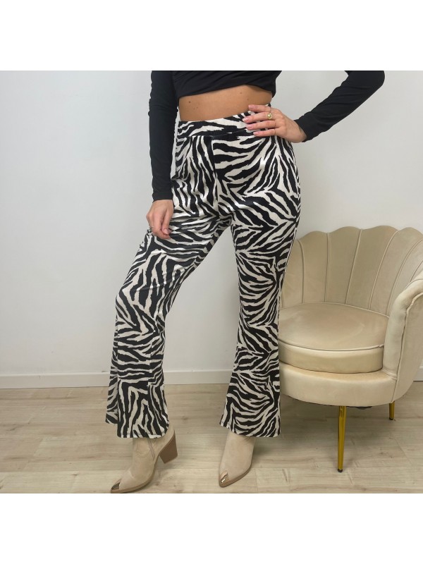 PANTALONE PALAZZO ANIMALIER BIANCO PANTALONE PALAZZO ANIMALIER BIANCO