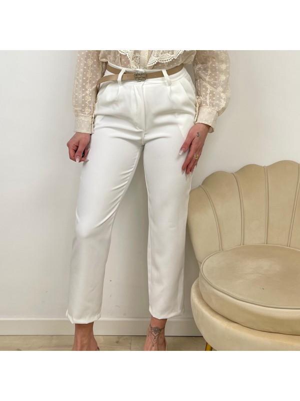 PANTALONE CON CINTURA BIANCO PANTALONE CON CINTURA BIANCO