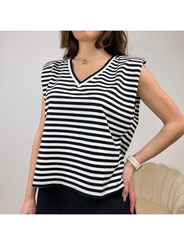 SHIRT CON SPALLINE A RIGHE SHIRT CON SPALLINE A RIGHE