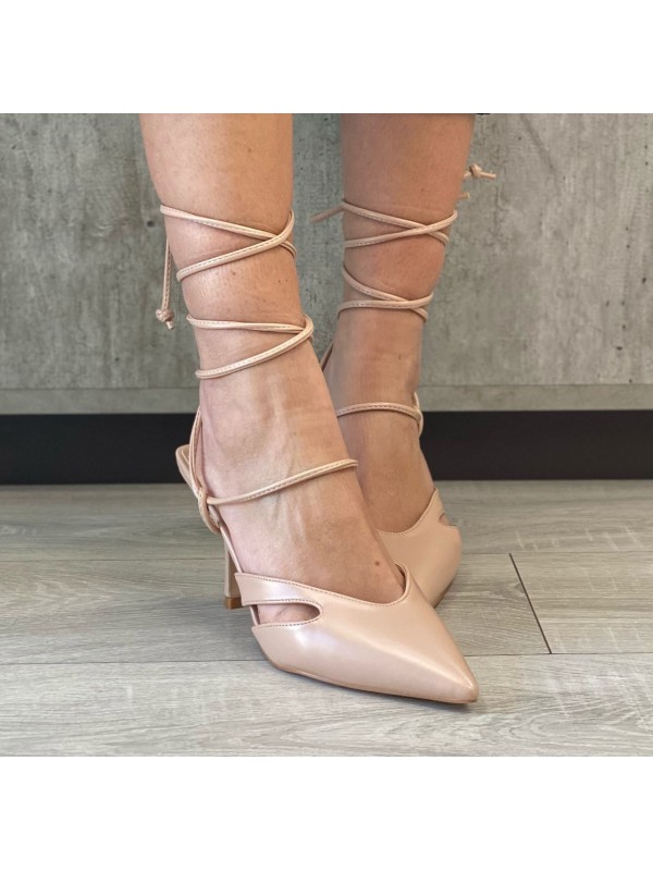 DèCOLLETè CON LACCI ECO-PELLE NUDE DèCOLLETè CON LACCI ECO-PELLE NUDE