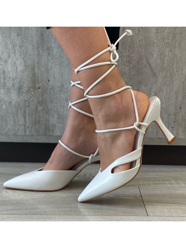 DèCOLLETè CON LACCI ECO-PELLE BIANCO DèCOLLETè CON LACCI ECO-PELLE BIANCO