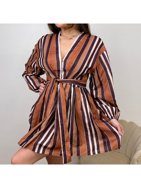 DRESS A RIGHE BROWN DRESS A RIGHE BROWN