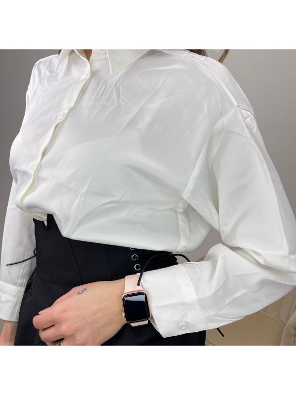 CAMICIA OVER SATEN BIANCA CAMICIA OVER SATEN BIANCA