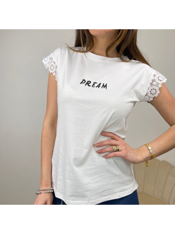 T-SHIRT MACRAMè DREAM BIANCO/NERO T-SHIRT MACRAMè DREAM BIANCO/NERO