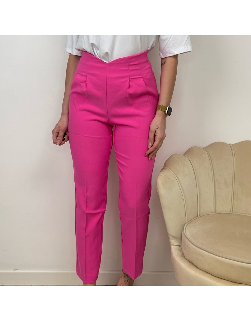 PANTALONE VITA ALTA ZARA MODEL FUCSIA