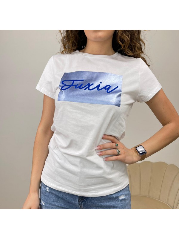 T- SHIRT STAMPA FUXIA BLU T- SHIRT STAMPA FUXIA BLU