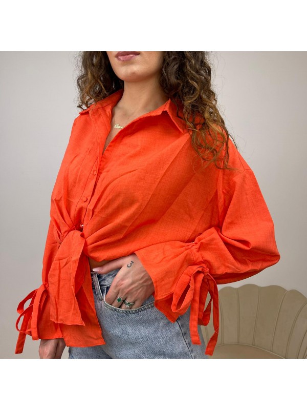 CAMICIA CROP LACCETTI ARANCIO CAMICIA CROP LACCETTI ARANCIO