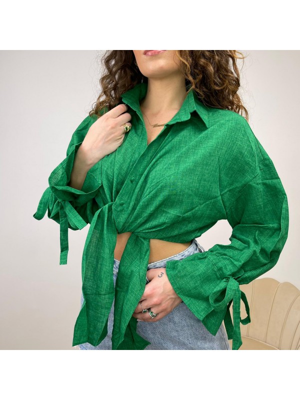 CAMICIA CROP LACCETTI VERDE CAMICIA CROP LACCETTI VERDE
