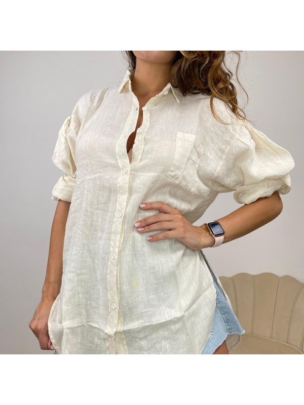 CAMICIA IN LINO BEIGE CAMICIA IN LINO BEIGE