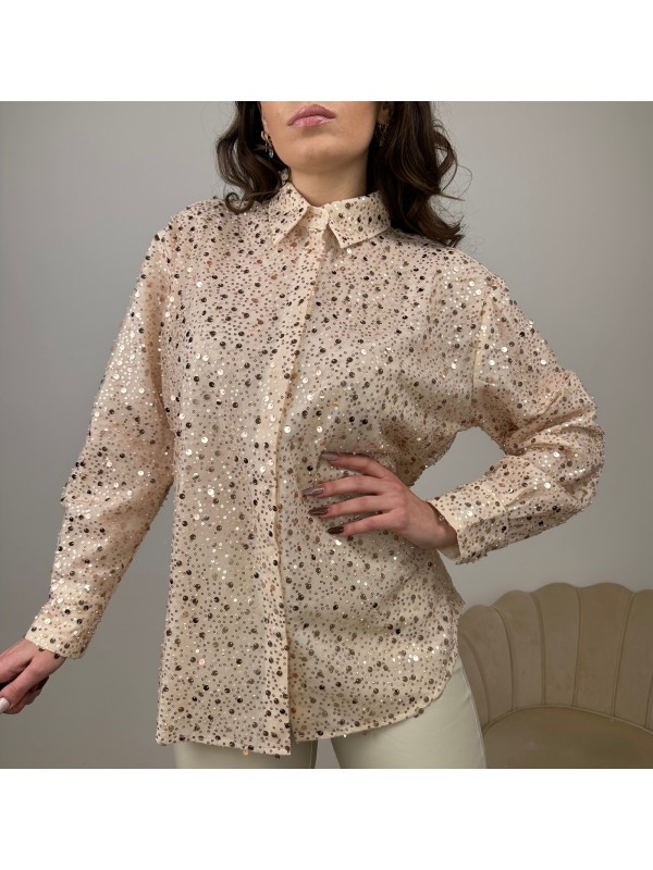 CAMICIA SCINTILLANTE BEIGE CAMICIA SCINTILLANTE BEIGE