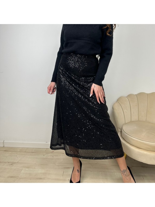 MIDI SKIRT SHINE NERO MIDI SKIRT SHINE NERO