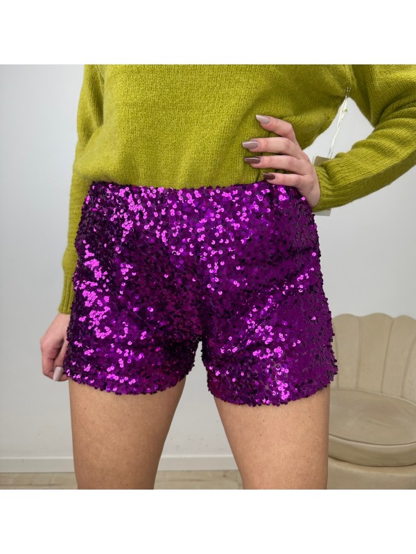 SHORT CON PAILLETTES VIOLA SHORT CON PAILLETTES VIOLA