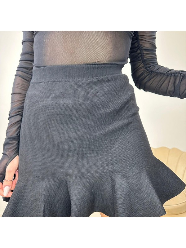 MINI GONNA CON VOLANT NERO MINI GONNA CON VOLANT NERO