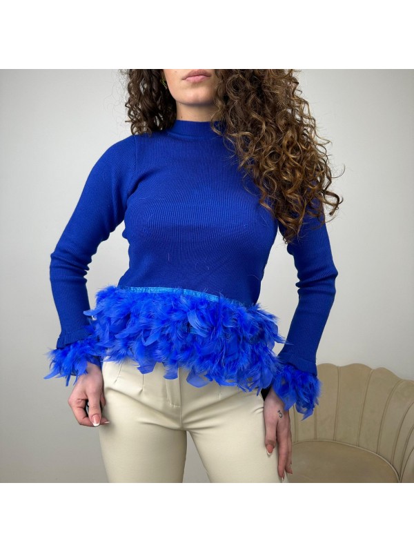 PULLOVER CON PIUME BLU PULLOVER CON PIUME BLU
