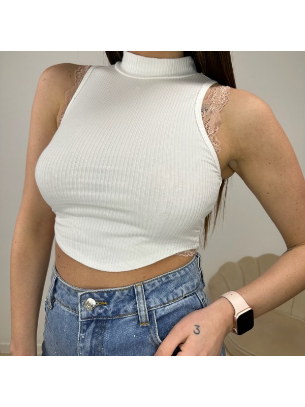 CROP TOP COSTINE BIANCO CROP TOP COSTINE BIANCO