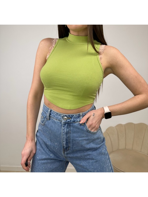 CROP TOP COSTINE VERDE CHIARO CROP TOP COSTINE VERDE CHIARO