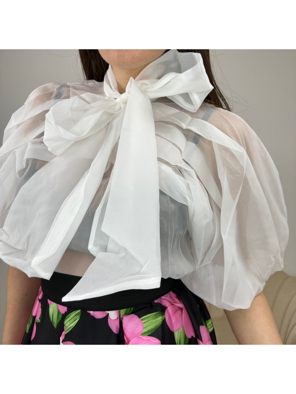 BLUSA CON FIOCCO BIANCO BLUSA CON FIOCCO BIANCO