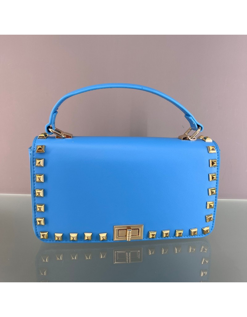 BORSA CON BORCHIE AZZURRA