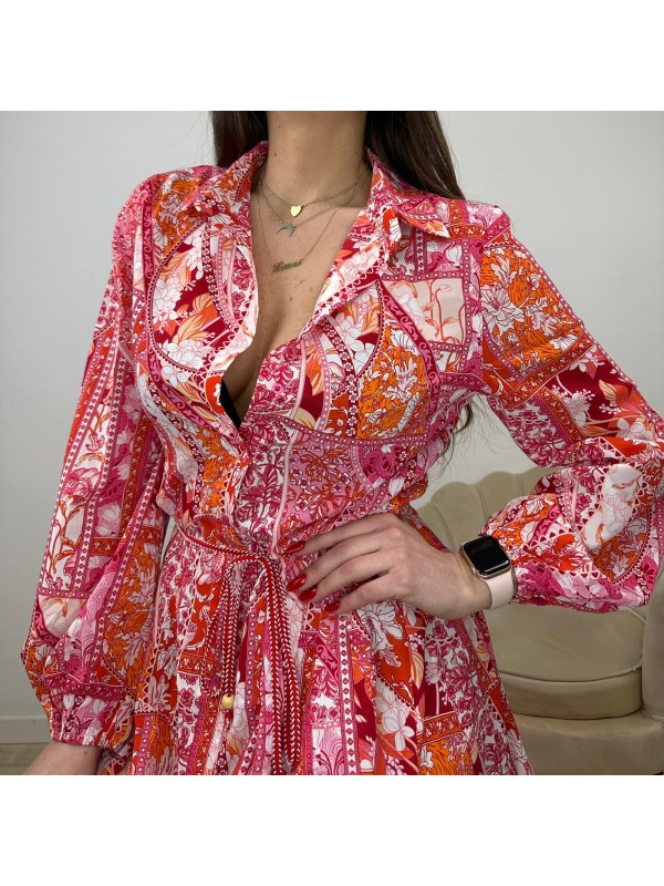 DRESS CHEMISIER FLEUR ARANCIO DRESS CHEMISIER FLEUR ARANCIO