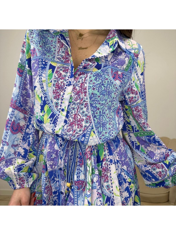 DRESS CHEMISIER FLEUR BLU DRESS CHEMISIER FLEUR BLU