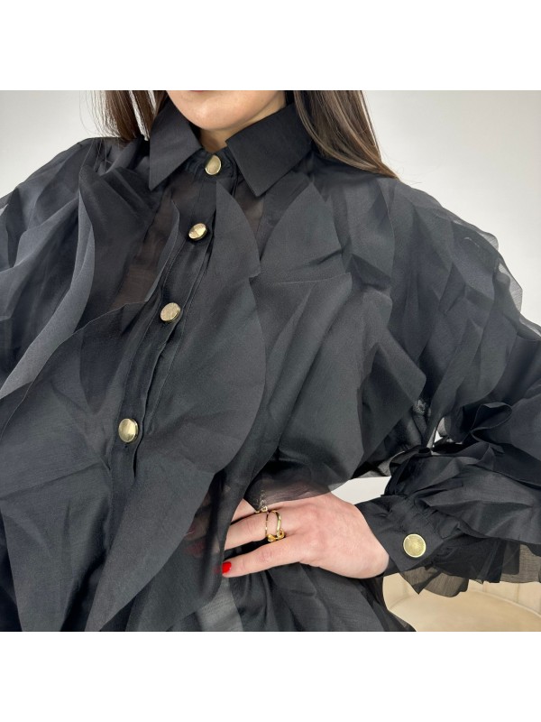 CAMICIA CON ROUCHES NERA CAMICIA CON ROUCHES NERA