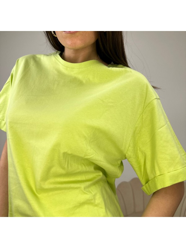 T-SHIRT BASIC CON RISVOLTO LIME T-SHIRT BASIC CON RISVOLTO LIME