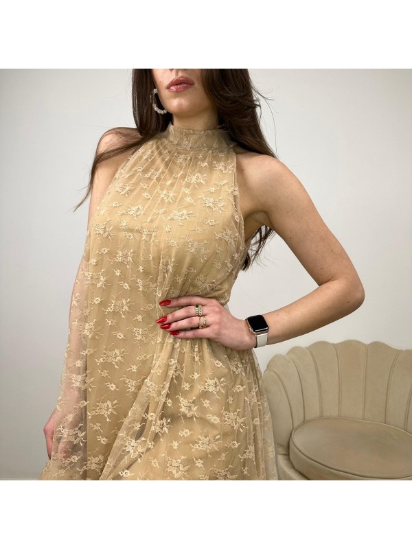 HALTER DRESS ELEGANCE BEIGE HALTER DRESS ELEGANCE BEIGE
