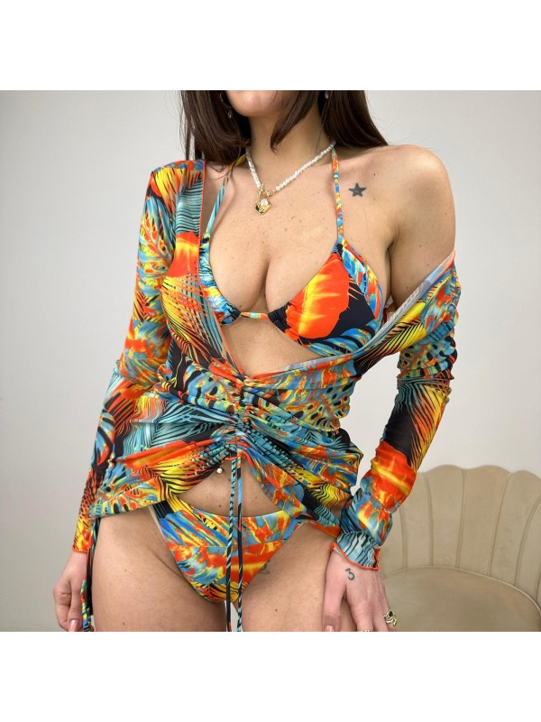 CO ORD BIKINI & COPRICOSTUME LEAF ARANCIO CO ORD BIKINI & COPRICOSTUME LEAF ARANCIO