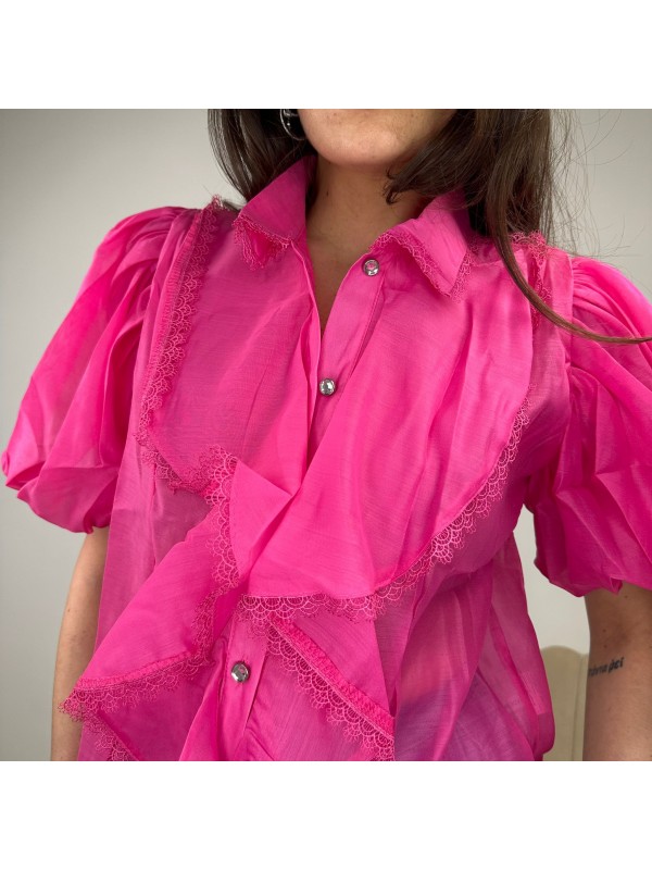 CAMICIA MAXI VOLANT FUCSIA CAMICIA MAXI VOLANT FUCSIA