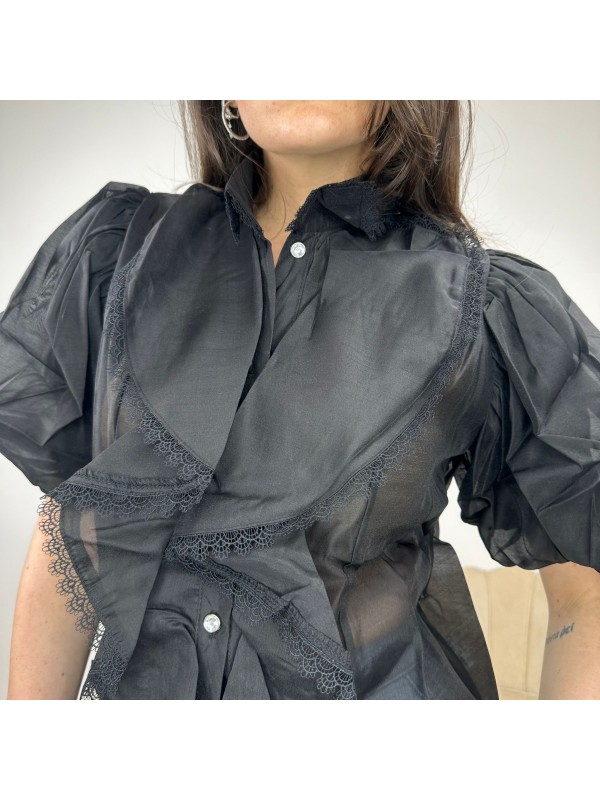 CAMICIA MAXI VOLANT NERA CAMICIA MAXI VOLANT NERA