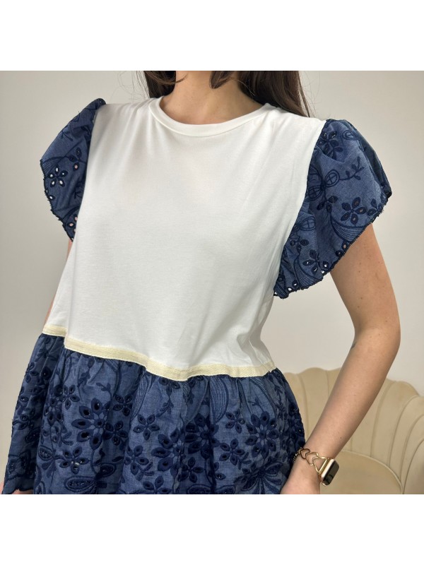 T SHIRT CON PIZZO SANGALLO